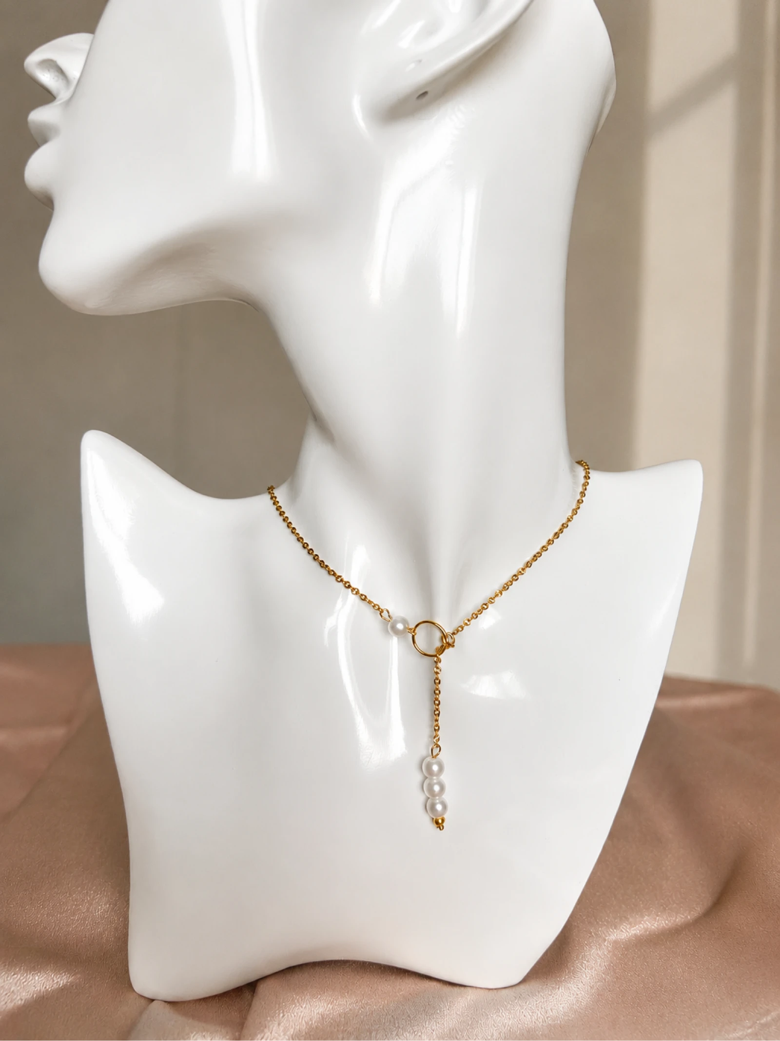 Collier en acier inoxydable avec pendentif perlé – photo 4